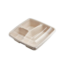Load image into Gallery viewer, 3 comparment BIOTREE Bagasse bento box with PET lids (200 set)