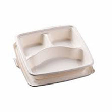 Load image into Gallery viewer, 3 comparment BIOTREE Bagasse bento box with PET lids (200 set)